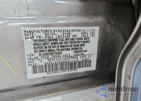 2024 Nissan Sentra Sv z USA, uszkodzony, nr VIN 3N1AB8CV3RY330922